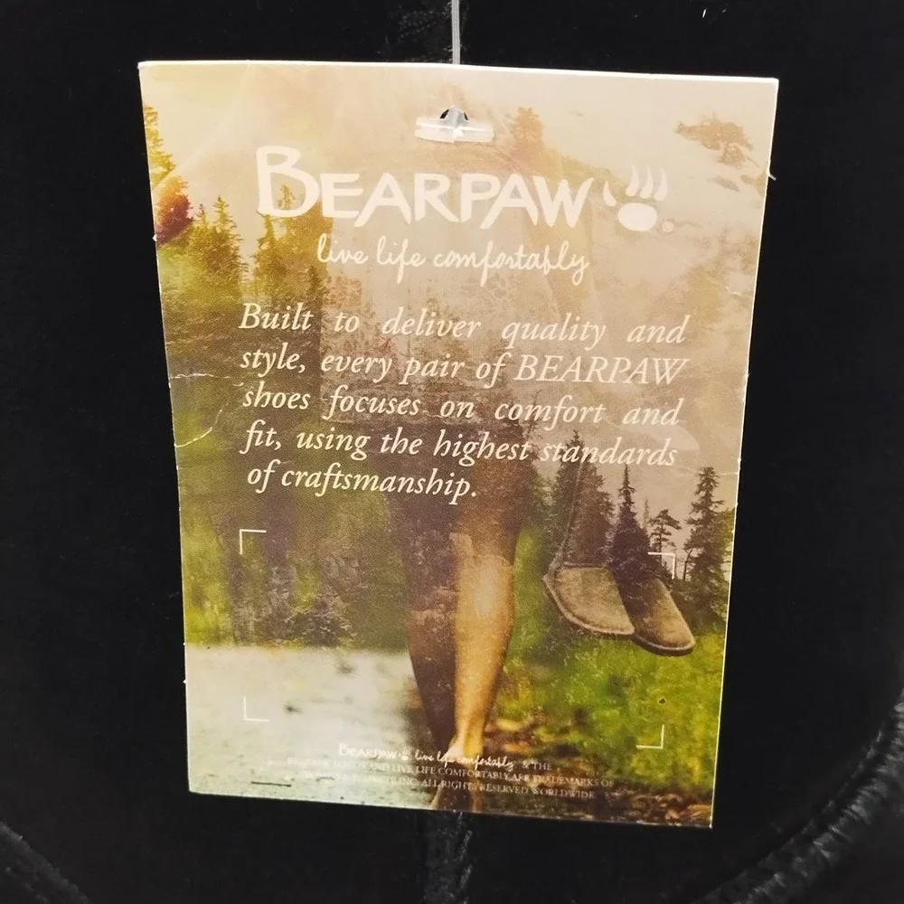 Bearpaw Elle Short Winter Boots Womens Size 7 Black Shearling Lined Mid-Calf